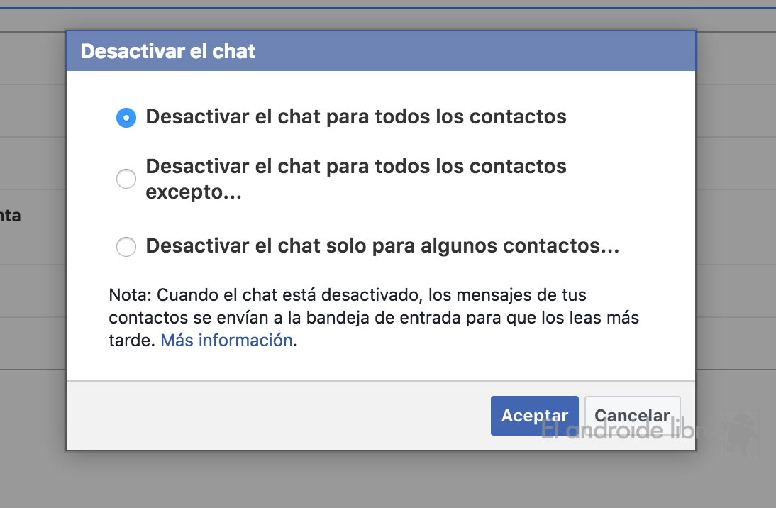 desactivar Facebook Messenger