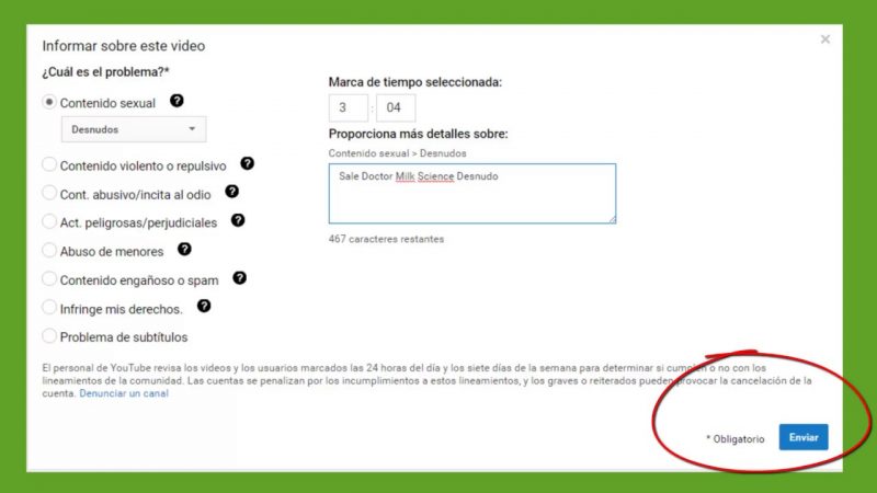 denunciar un video de YouTube