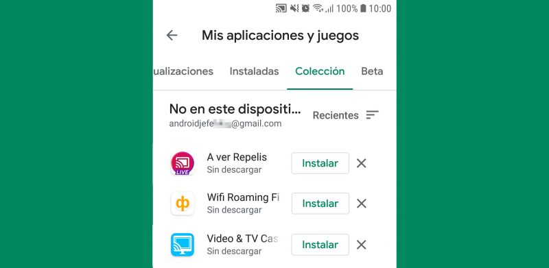 eliminar el historial en Play Store