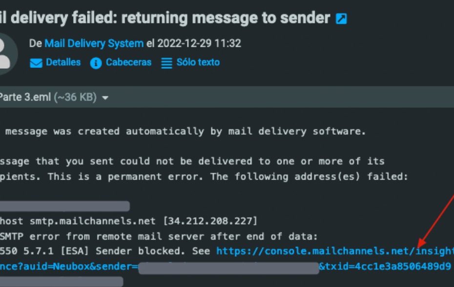 Mail delivery failed returning message to sender