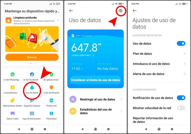 datos moviles en Xiaomi